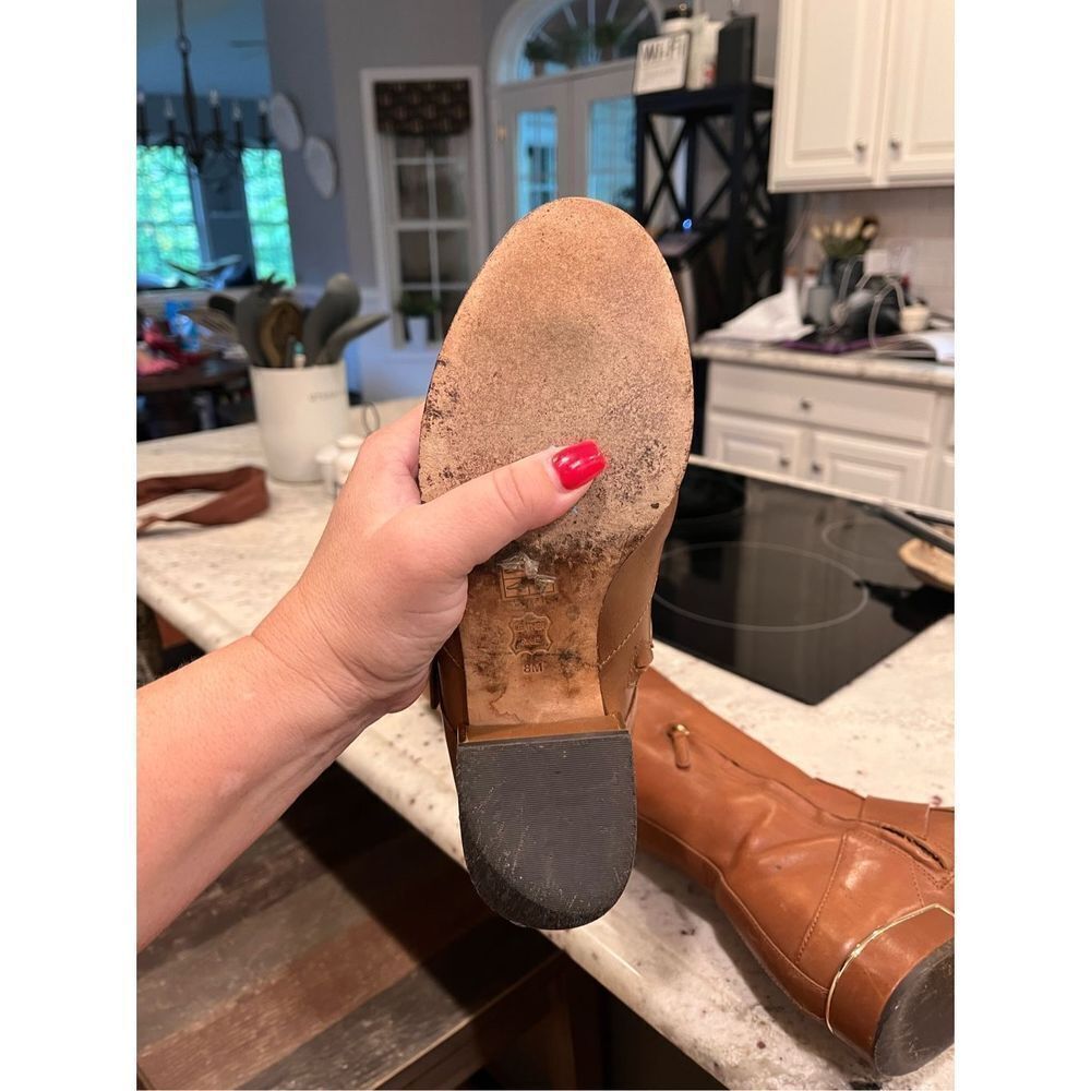 Tory Burch Sofia Brown Leather Riding Boots sz 7-1/2 - Picture 8 of 9